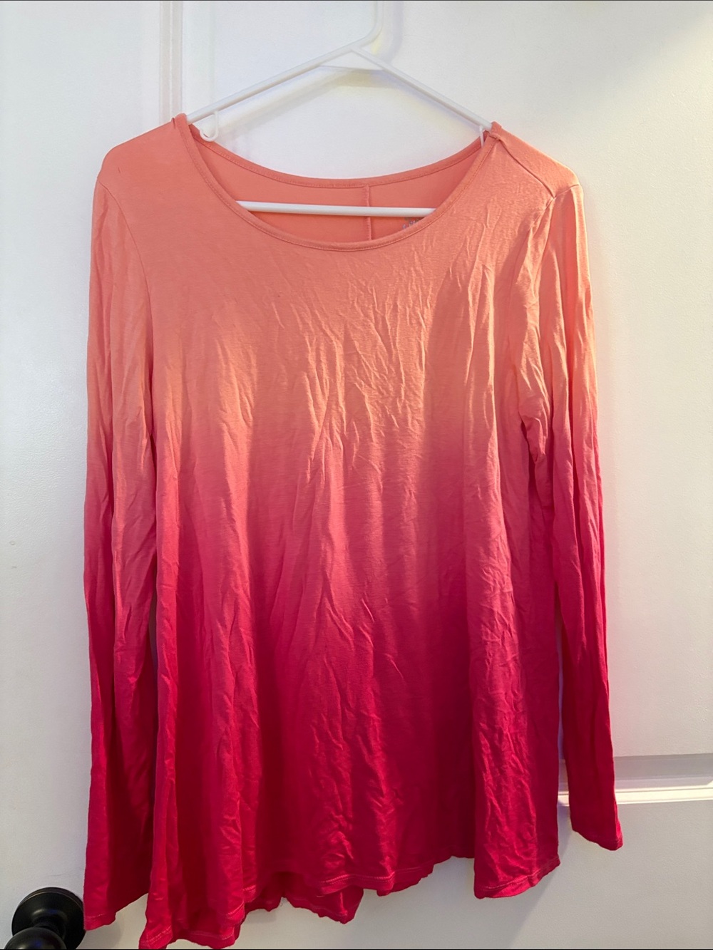 Girls Ombre Long-Sleeve Top - Coral to Pink